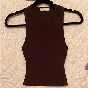 Aritzia Babaton Brown Ribbed Tank Top
